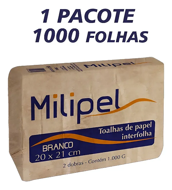 Papel Toalha Interfolha Milipel – Fardo com 5 Pacotes de 1.000 Folhas