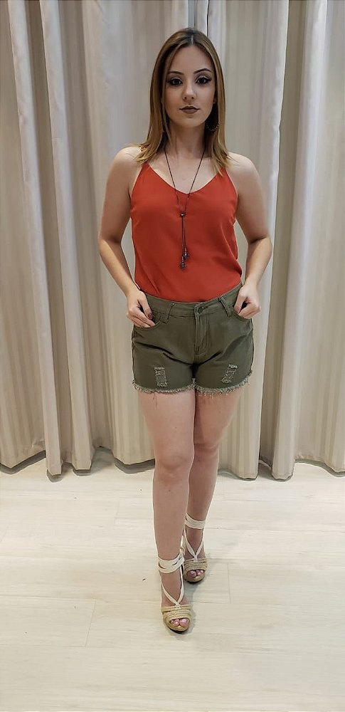 short jeans militar feminino