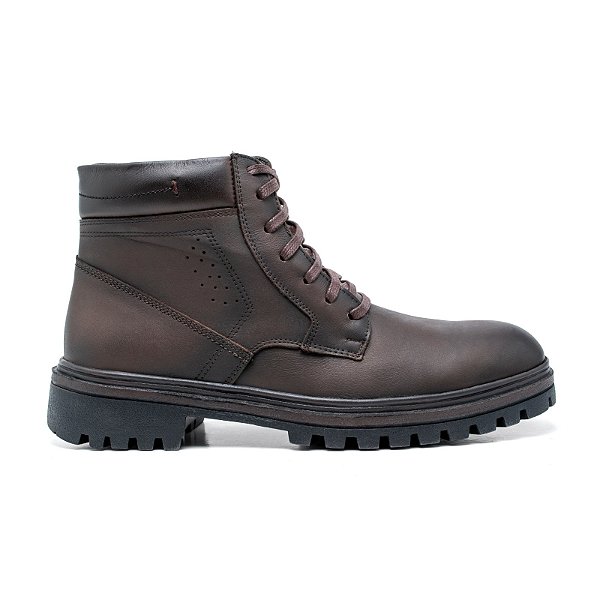 Bota Masculina Jean Couro Solado Tratorado Marrom