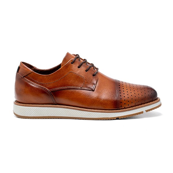 Sapato Masculino Asafe Casual Oxford Couro Caramelo - Linha Eccelenza