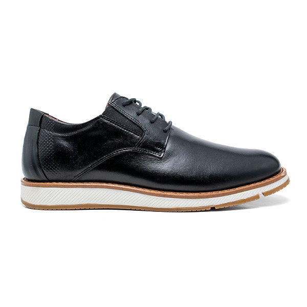 Sapato Masculino Asafe Casual Oxford Couro Preto - Linha Eccelenza