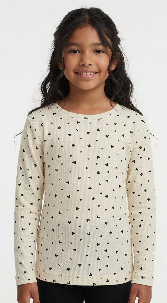 Camisa Feminina Canelada Corações