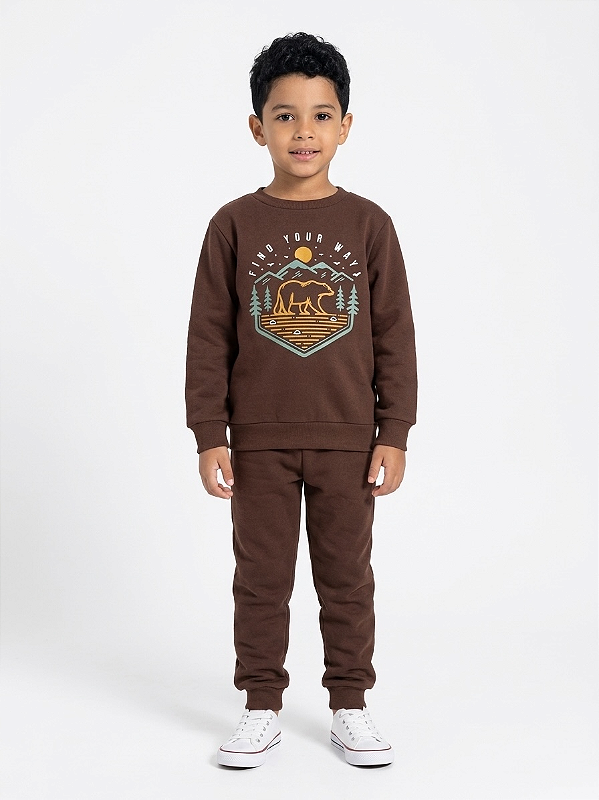 Conjunto de Moletom Flanelado Urso