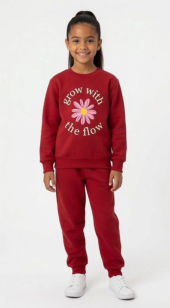Conjunto de Moletom Flanelado Florescer