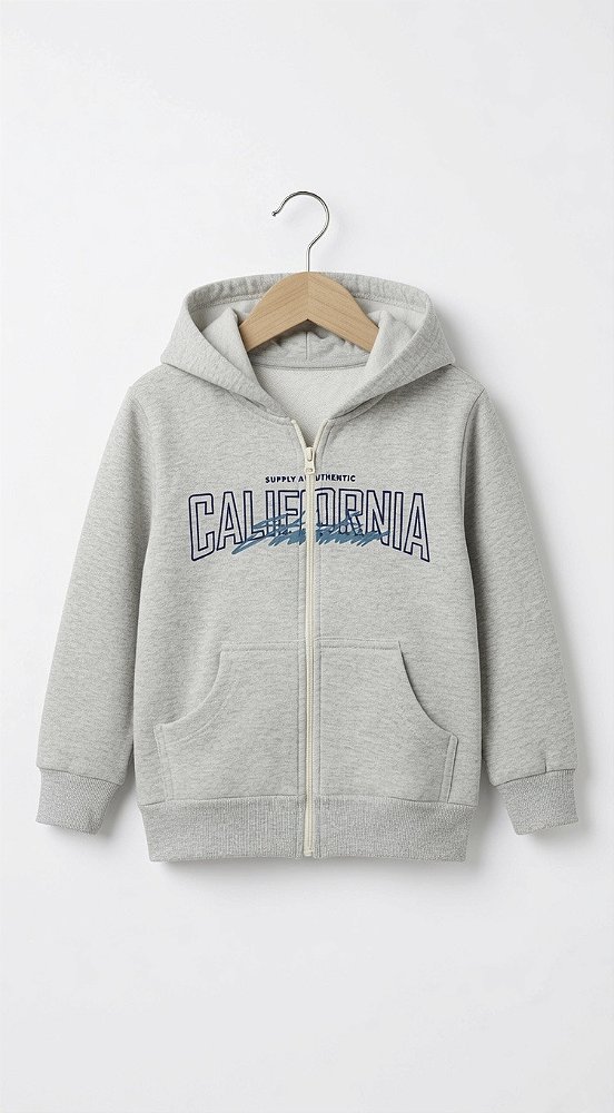 Casaco de Moletom Flanelado com Capuz e Bolso Authentic