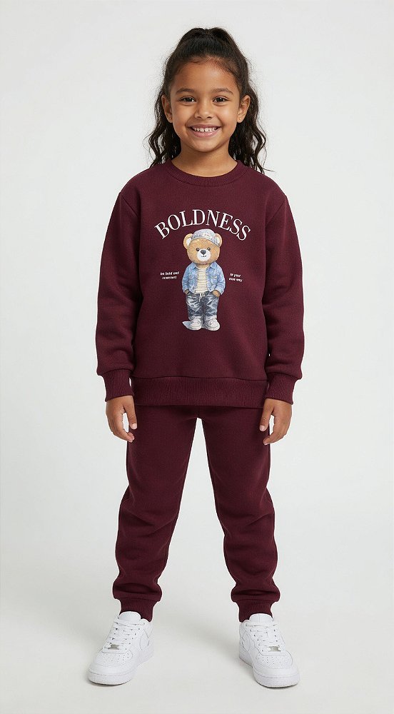 Conjunto de Moletom Flanelado Ursinho