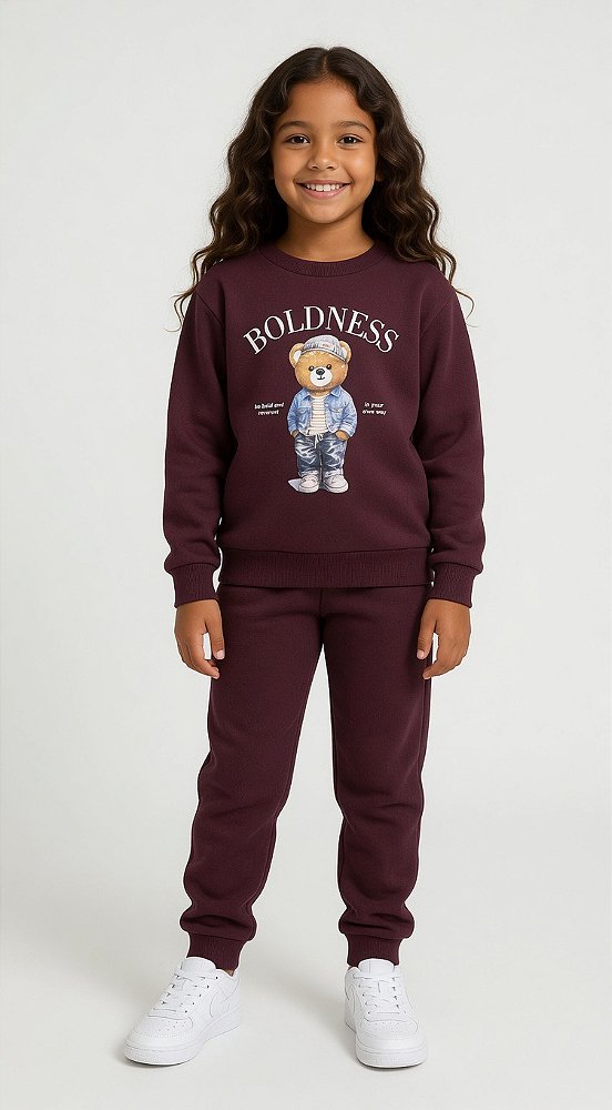 Conjunto de Moletom Flanelado Ursinho