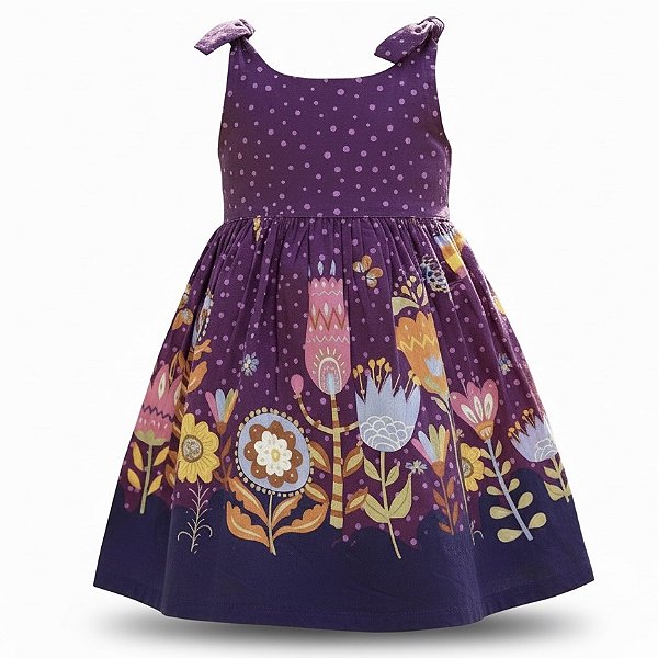 Vestido de Alça Laço Jardim Noturno