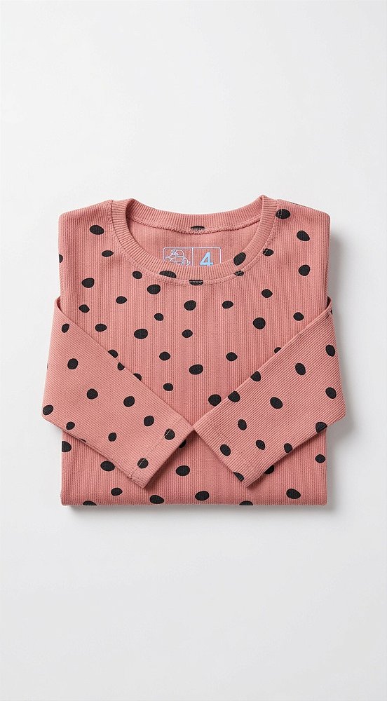 Camisa longa Feminina canelada bolinha
