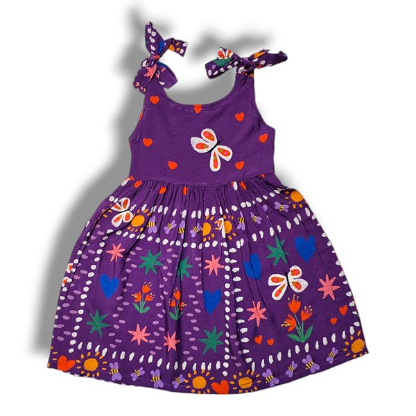 Vestido Viscose Alça Laço Estampa Digital Noite de Verão