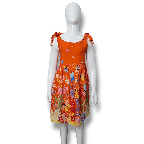 Vestido Viscose Alça Laço Estampa Digital Borboletinha