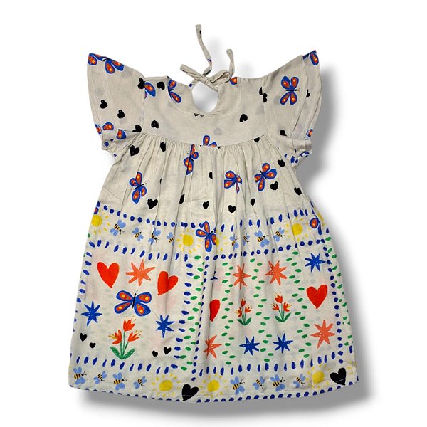 Vestido Viscose Estampa Digital com Laço nas Costas Borboletas