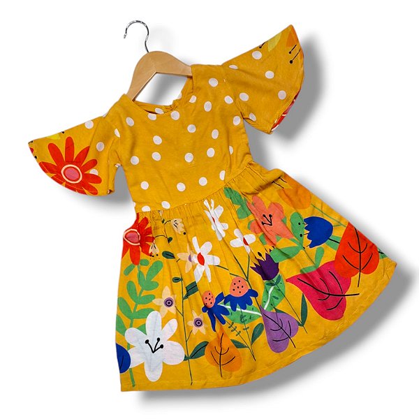 Vestido de Viscose Estampa Digital Costas Vazadas Tulipas