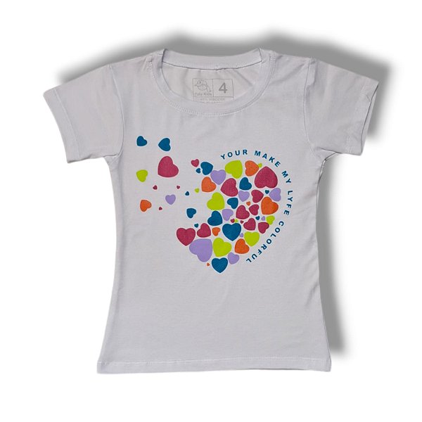 Blusa Viscolycra Manga Curta Colorfull Heart