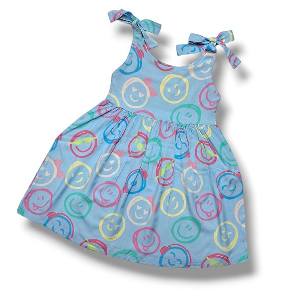 Vestido de Alça Laço Estampa Digital Emotions