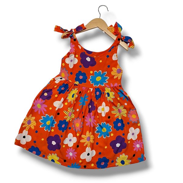 Vestido de Alça Laço Estampa Digital Margaridas