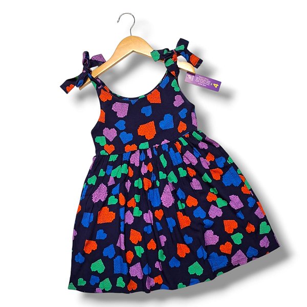 Vestido de Alça Laço Estampa Digital Corações