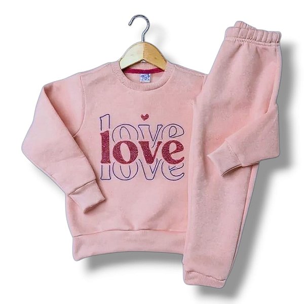 Conjunto de Moletom Flanelado Love, Love, Love