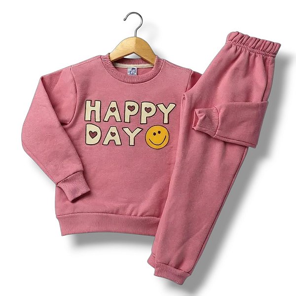 Conjunto de Moletom Flanelado Happy Day