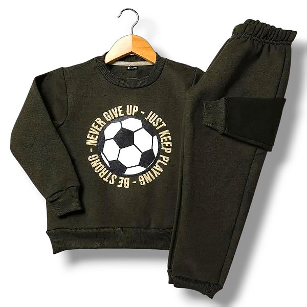 Conjunto de Moletom Flanelado Never Give Up