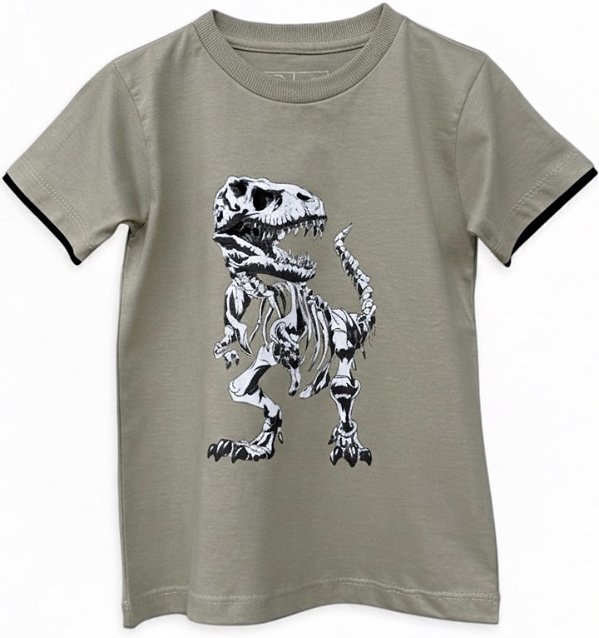 Camisa Esqueleto Dinossauro Manga Dupla