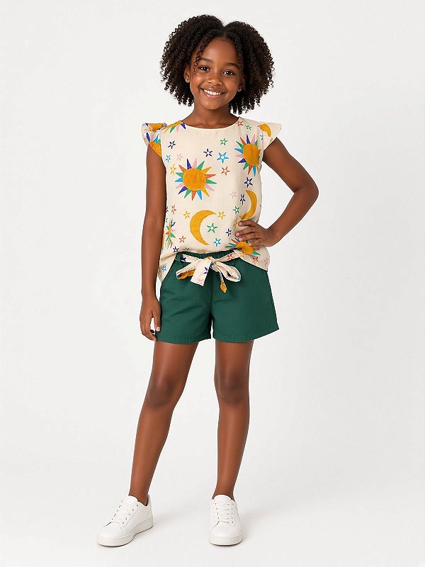 Conjunto Curto Infantil Menina de Viscose Lua