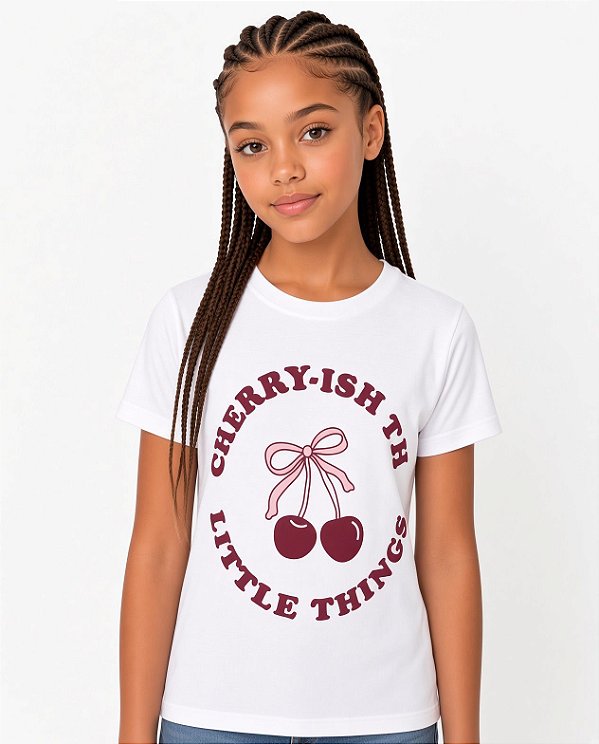 Blusa Manga Curta Infantil Menina Em Viscolycra Cereja