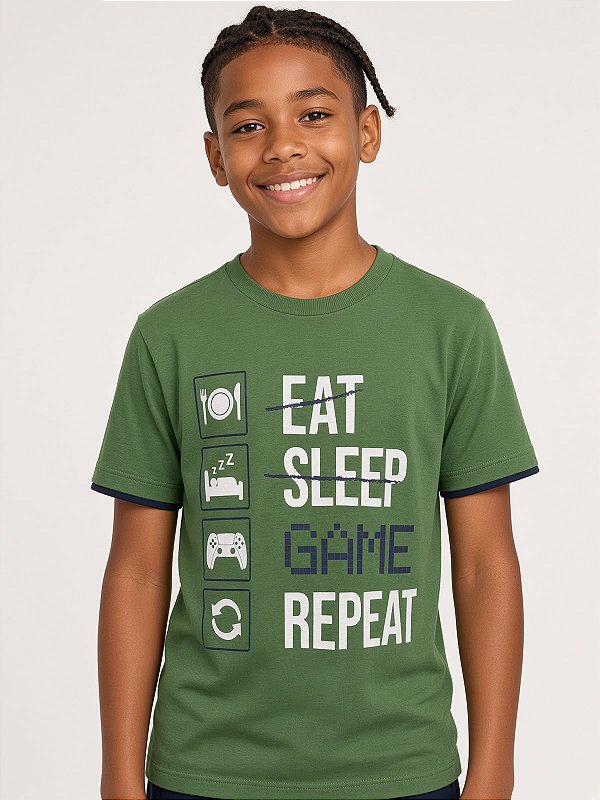 Camisa de malha manga dupla Repeat verde