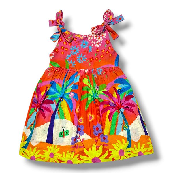 Vestido De Viscose Estampa Digital Com Alça Férias na Praia!