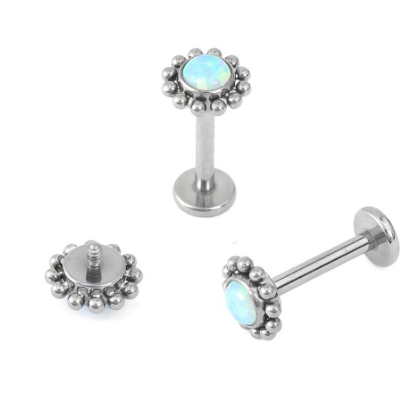 Flor Opala Labret de Titânio