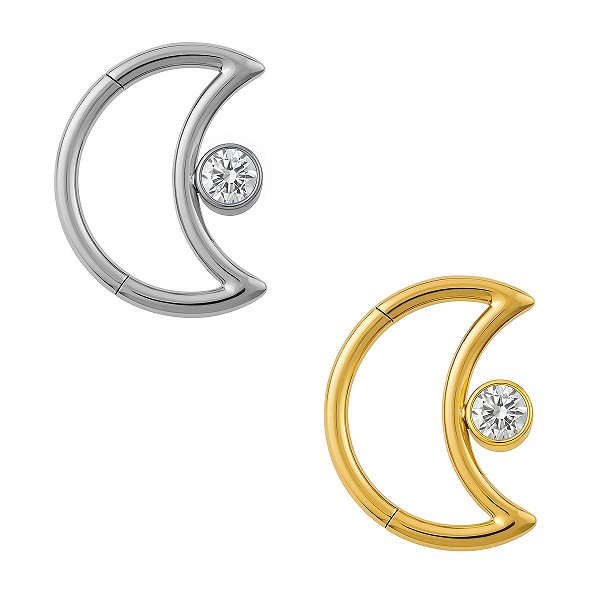 Argola Lua Clicker de Titânio Com Zircônia