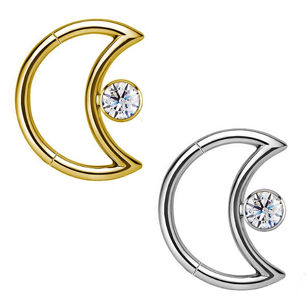 Argola Lua Clicker de Titânio Com Zircônia