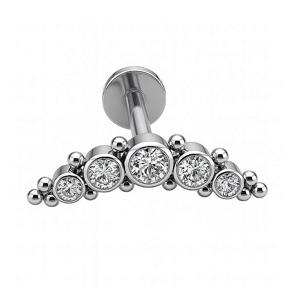Labret de Titânio Cluster Longo Cravejado