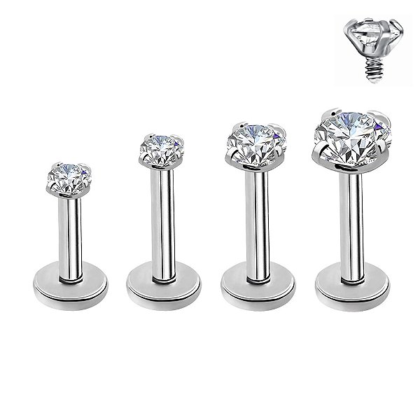 Labret de Titânio Ponto de Luz de Zircônia