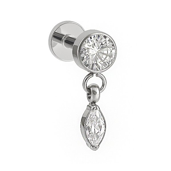 Ponto de Luz com Navete Pendurada Labret Titânio