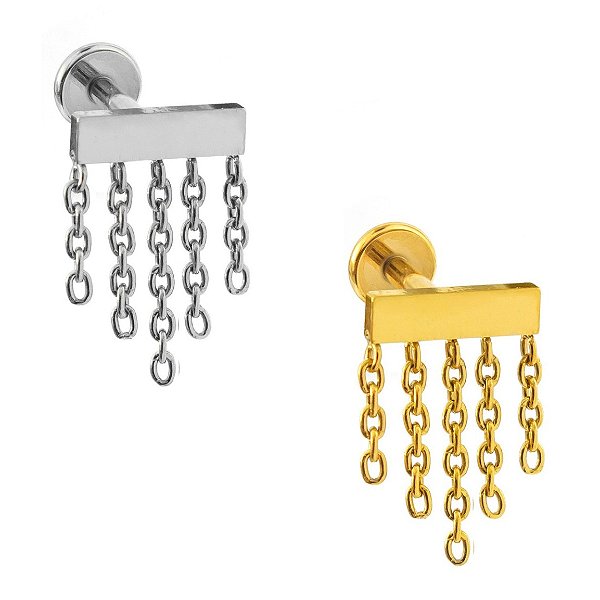Piercing Labret de Titânio com Correntinhas