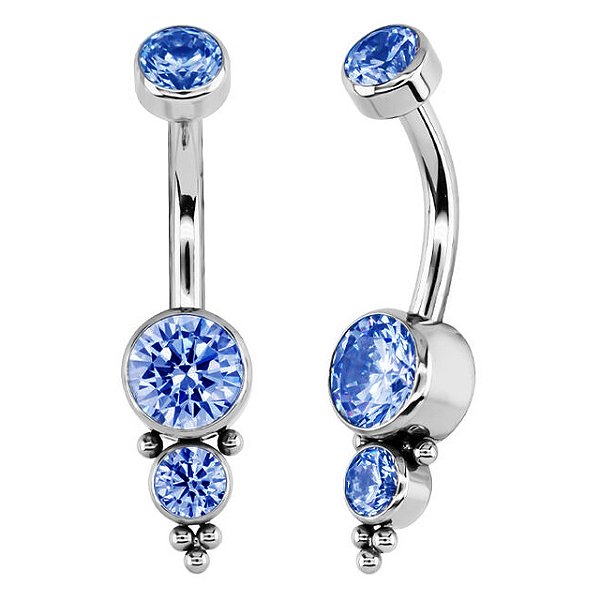 Banana Indiana de Titânio com Zircônias Azuis