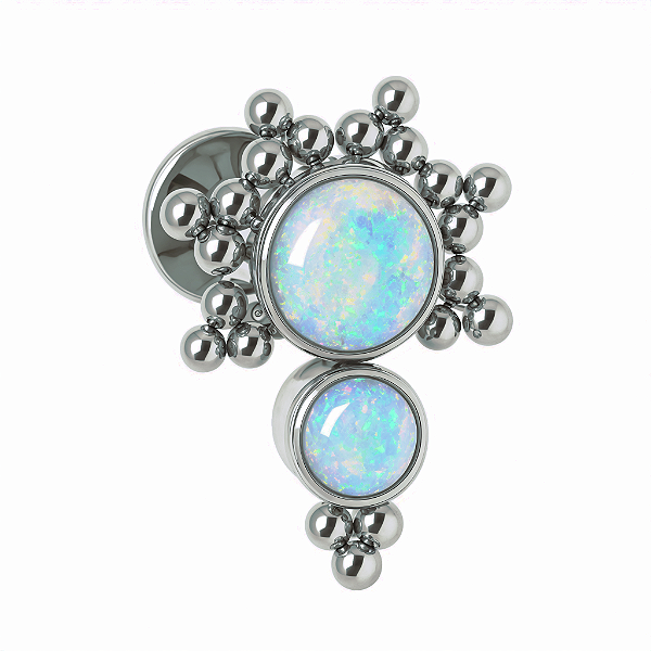 Sol Duplo Labret de Titânio com Opalas