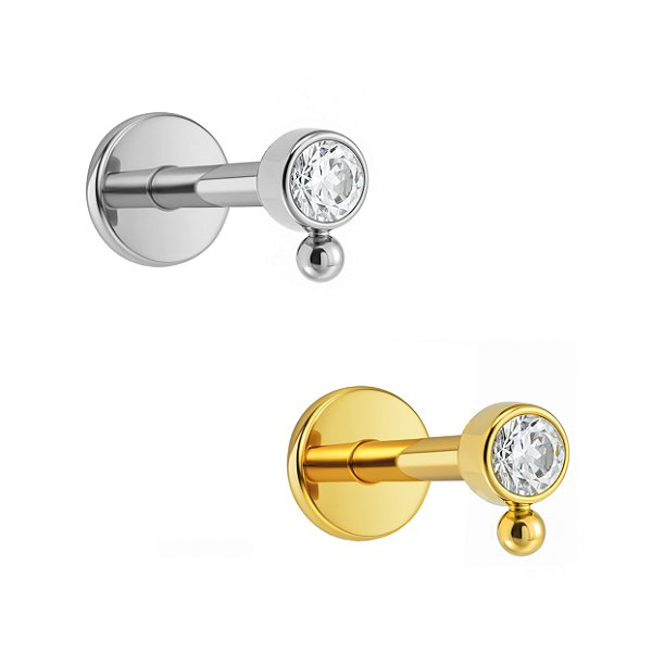Mini Labret de Titânio Ponto de Luz com Bead