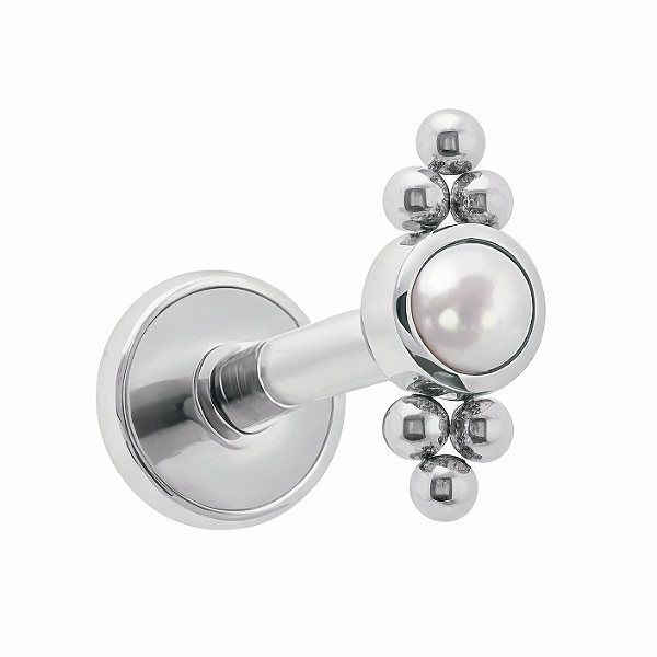 Mini Labret Indiano de Titânio com Pérola e Beads