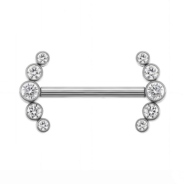 Piercing de Mamilo Titânio Mini Clusters de Zircônias