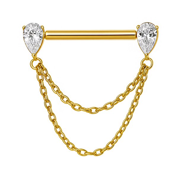 Piercing Mamilo de Titânio Gotas com Correntinhas