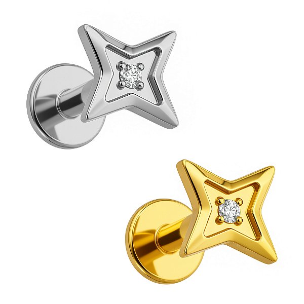 Estrela com Zircônia Labret de Titânio