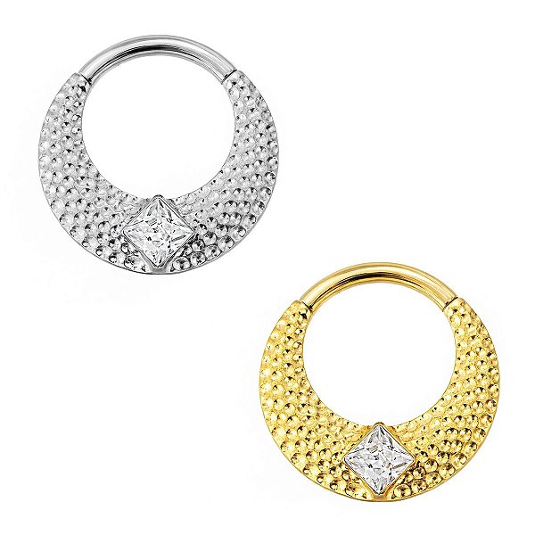 Argola Martelada de Titânio com Zircônia