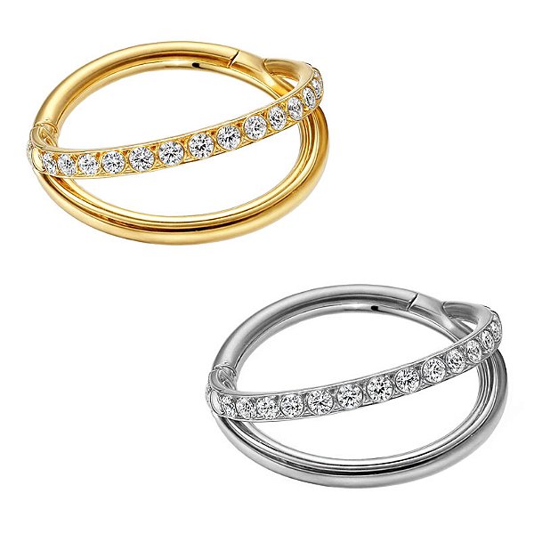 Piercing Argola Dupla Lisa e Cravejada
