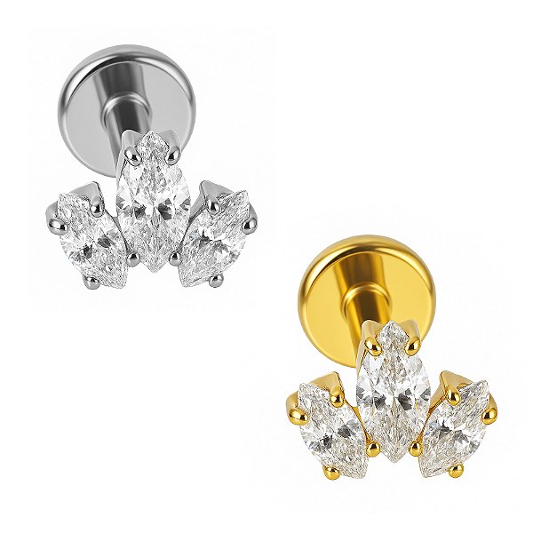 Trio de Navetes Marquise Labret de Titânio