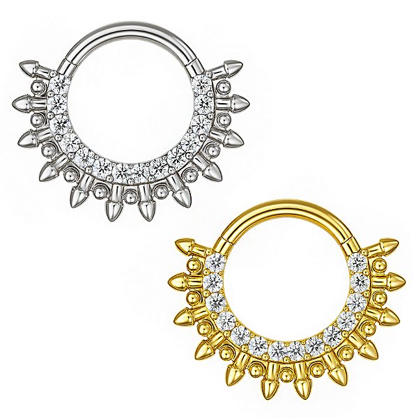 Argola de Titânio Spike Cravejada de Zircônias