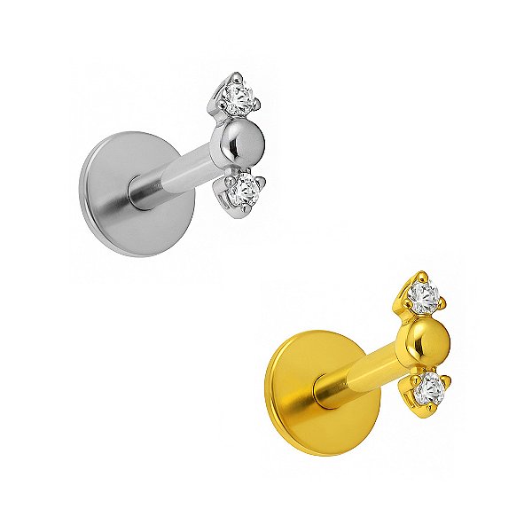 Barrinha Cravejada Labret de Titânio