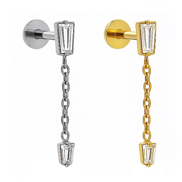 Trapézio Pendurado com Corrente Labret de Titânio
