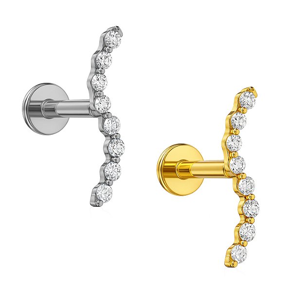 Labret Cluster Curvo Cravejado em Titânio